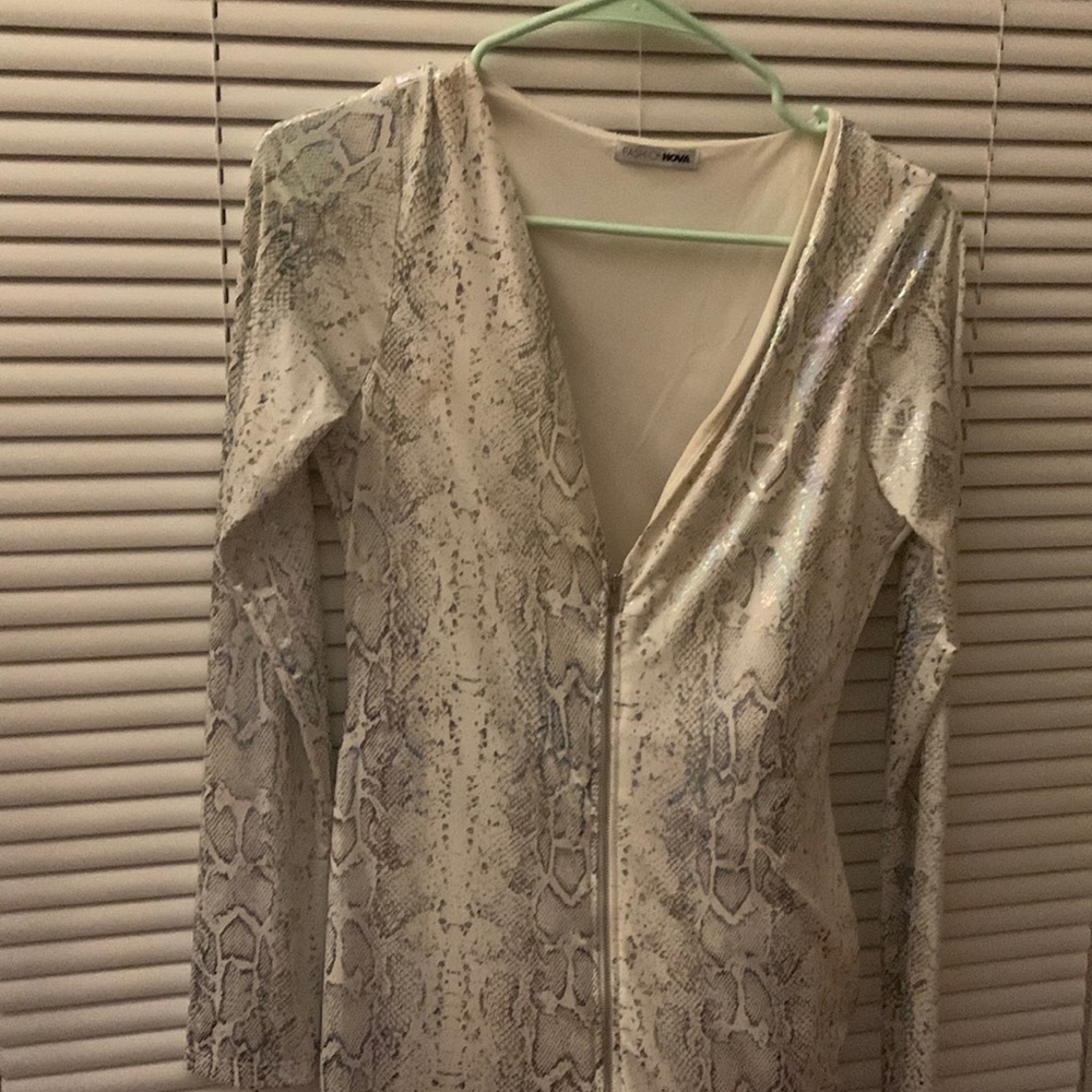 Snakeskin zip front dress